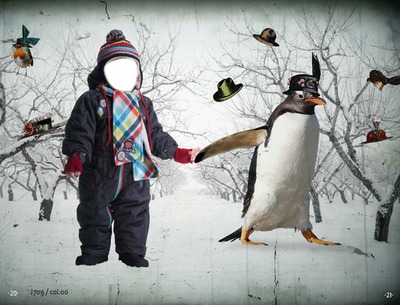 малыш и пингвин Фотомонтаж