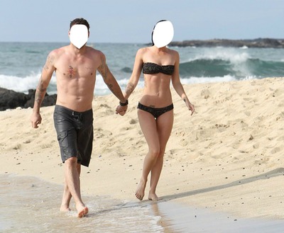 couple sur la plage Fotomontasje