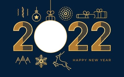 Happy New Year 2022, bola, 1 foto Фотомонтаж