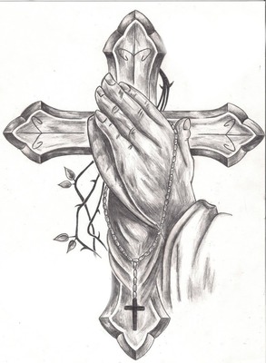 cruz con rosario Fotomontasje