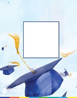 birretes al aire, graduación. Photo frame effect