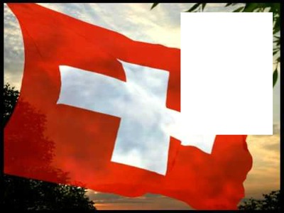 Switzerland flag flying Montage photo