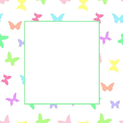 marco mariposa, borde verde. Fotomontagem