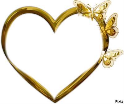 I Love You ( cadre avec papillon et coeurs doré ) Photomontage