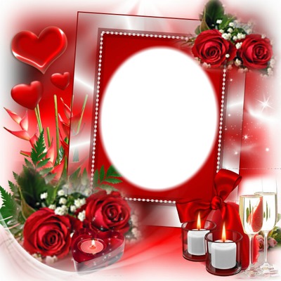 cadre roses rouge* Fotomontaža