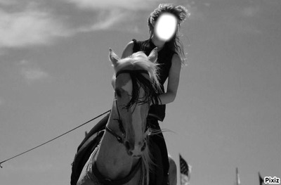 Cavalière sur beau cheval ! Fotomontaža