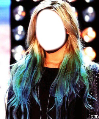 demi green-blue hair Photomontage