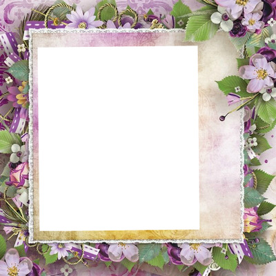 cadre fleurie violet Valokuvamontaasi