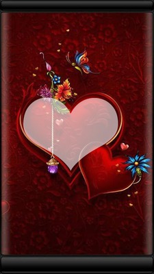 RED HEART & BUTTERFLY Photo frame effect