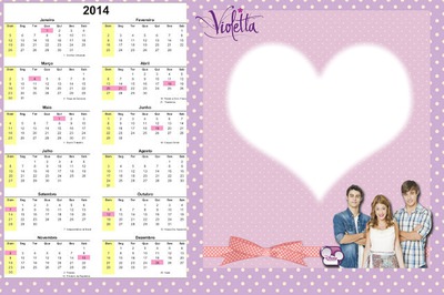 Calendario violetta Photo frame effect