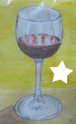 verre de vin peint par Gino GIBILARO avec étoiles Fotomontagem