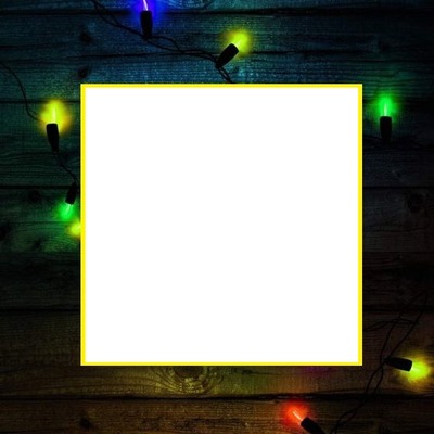 marco y luces de navidad. Fotomontage