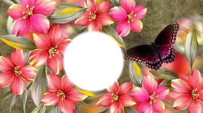 fleurs papillon フォトモンタージュ