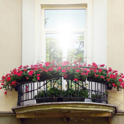 Balcon con flores Montaje fotografico