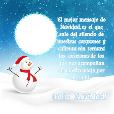 Feliz Navidad, mensaje, muñeco nieve, 1 foto Valokuvamontaasi