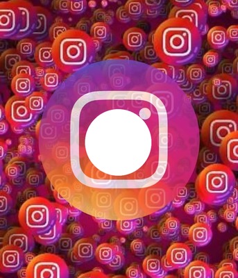Instagram, logo. Fotomontāža