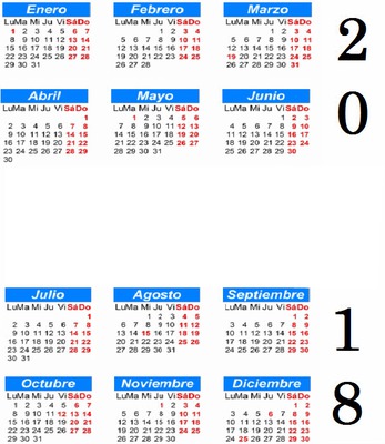 calendario 2018 Fotomontagem