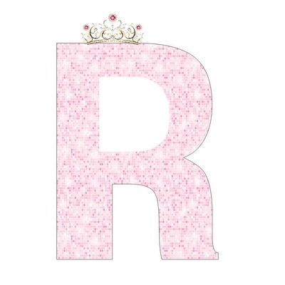 letra R rosada y corona. Fotomontaggio