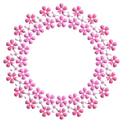 marco circular- florecillas fucsia. Fotomontagem