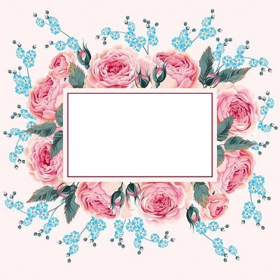 marco y flores rosadas. Photomontage