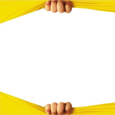 cortina amarilla. Фотомонтажа