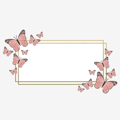 marco y mariposas rosadas. Fotomontāža
