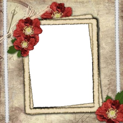 marco vintage y flores para 1 foto. Fotomontasje