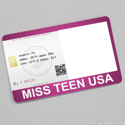 Miss Teen USA Card Fotomontasje