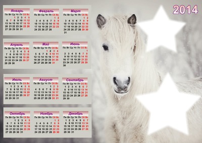 calendar 2014 with horse Fotomontaggio