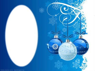 blue and white ornaments Photo frame effect