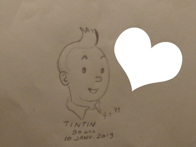 Tintin 90 ans dessin fait par Gino Gibilaro Fotomontaż