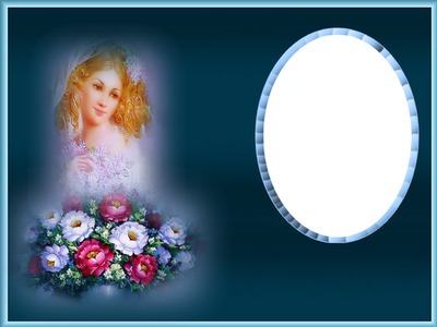 cadre femme et fleur 1 photo Photo frame effect