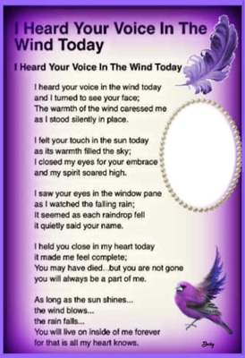 i heard your voice in the wind today Photo frame effect