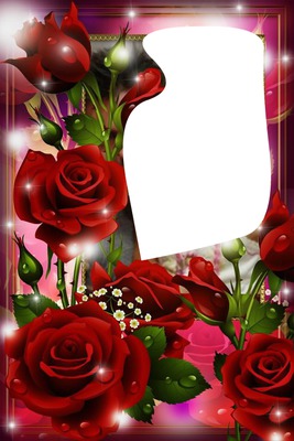 marco de rosas rojas con foto Valokuvamontaasi