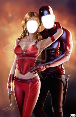 Elektra et Daredevil Krat Fotomontasje