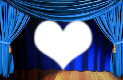 rideau bleu avec coeur Fotomontagem
