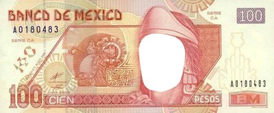 billete de 100 pesos Montaje fotografico