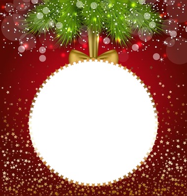 Feliz Navidad, bola en fondo roj0 Fotomontaggio