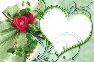 Beautiful Green Heart Photo frame effect