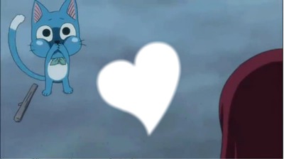 Fairy Tail ,Happy  " C'est beau l'Amour!" Photo frame effect