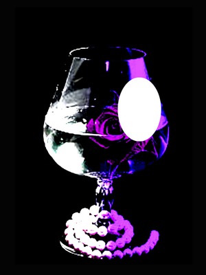 floating purple rose in water wine glass-hdh 1 Fotomontaż