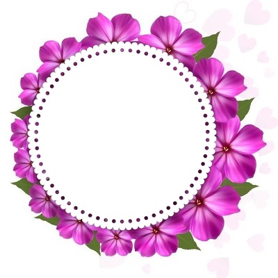 corona de flores lila. Photo frame effect
