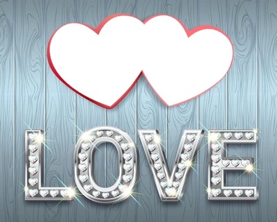 Love, 2 corazones. Fotomontage
