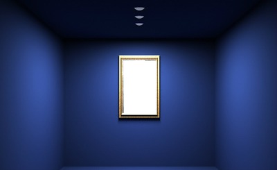 Quadro numa parede azul Photomontage