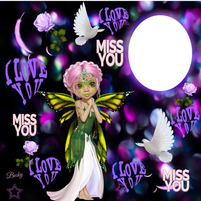 miss you love you Photo frame effect
