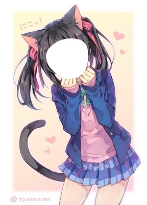 Anime Kedi Yüzü Fotomontaža