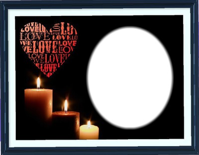 Candle heart love 2 Photo frame effect