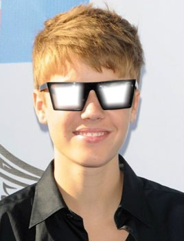 Gafas De Justin Bieber. Fotomontaggio