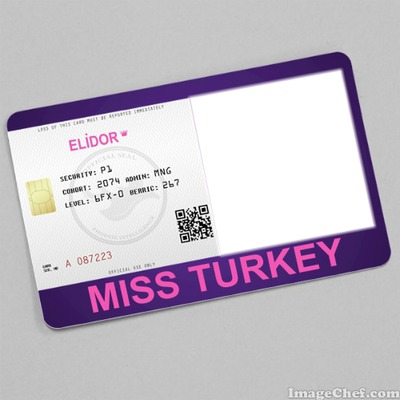 Elidor Miss Turkey Kart Mor Fotomontáž