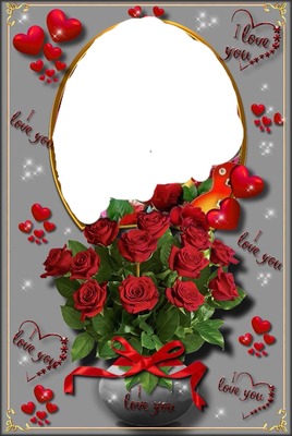 renewilly oval con rosas Photo frame effect